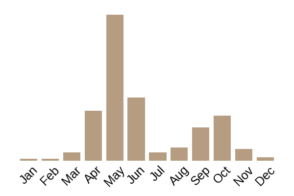 Wine-red stropharia (Stropharia rugosoannulata) seasonality info