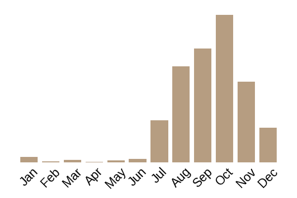 The miller (Clitopilus prunulus) seasonality info
